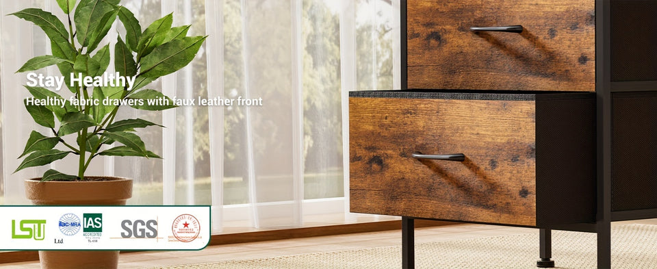 Bedside Table with 4 Drawers Small Storage Cabinet Suitable for Bedroom, Living Room, Coffee Table Side Table Retro Brown Bedside Table