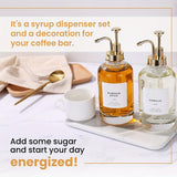 2pcs, Syrup Dispenser Bottle, Coffee Syrup Bottle, Bar Syrup Dispenser Jar, Coffee Pump Dispenser, Oil Dispenser, Glass Syrup Bottle With Pump, Dispenser For Coffee Bar, Glass Syrup Bottle 16.9oz/500ml. Gift For Friends Kitch