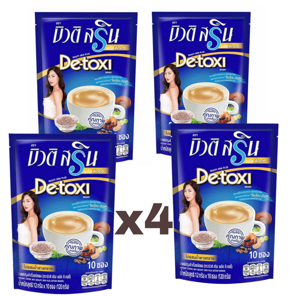 Beauti Srin Detoxi Instant Coffee Mix plus Fiber Detox Drink Weight Control X 4