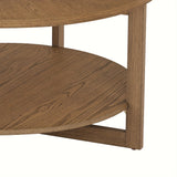 Round Coffee Table, Cocktail Table For Living Room, 35" Rustic Modern Circle Coffee Tables With 2-Tier Storage Shelf, Sofa Table,