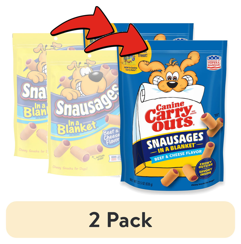 (6 Pack)  Snausages in a Blanket Chewy Dog Treats, Beef & Cheese Flavor, 22.5 Ounces