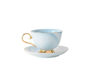 Marbled ceramic coffee cup and saucer