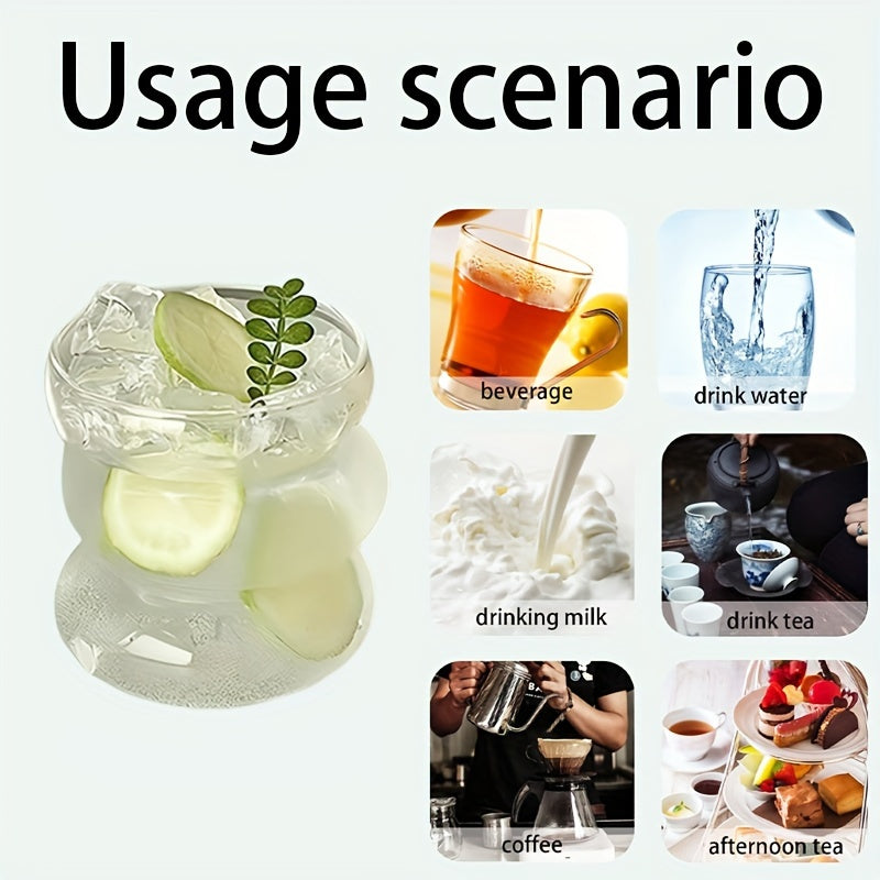 1pc Irregular Caterpillar Glass Cup - Heat-Resistant, Borosilicate, Coffee, Beverage, Milk, Circle Cup with Unique Shape