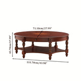 1pc Solid Wood Vintage Oval Coffee Table With Storage Shelf For Living Room, Easy Assembly