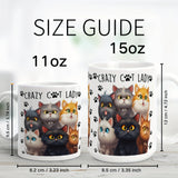 Crazy Cat Lady Ceramic Coffee Mug - Hand Wash Only, BPA-Free, Insulated, Reusable, Round Shape - Animal Themed Graphic Print Mug for Multipurpose Use - Perfect Gift for Cat Lovers on Christmas, Thanksgiving, Valentine's Day,