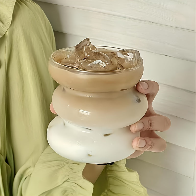 1pc Irregular Caterpillar Glass Cup - Heat-Resistant, Borosilicate, Coffee, Beverage, Milk, Circle Cup with Unique Shape