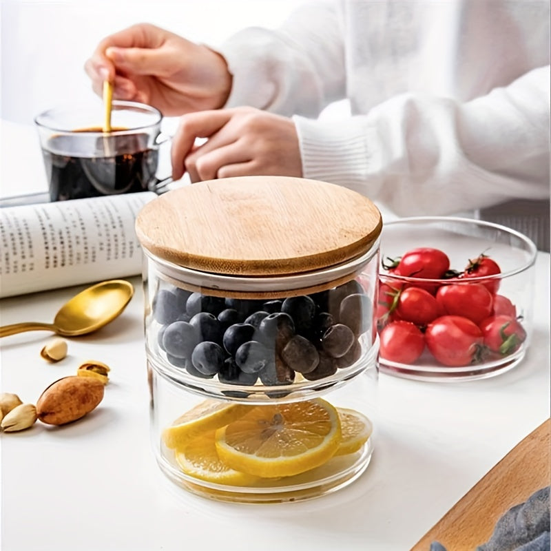 1set, Home, Restaurant, Party, Multi-layer Snack and Cereal Storage Glass Jar, Easy to Store Daily Snacks and Dried Fruits, Suitable for Cereal, Snacks and Other Storage and Packaging