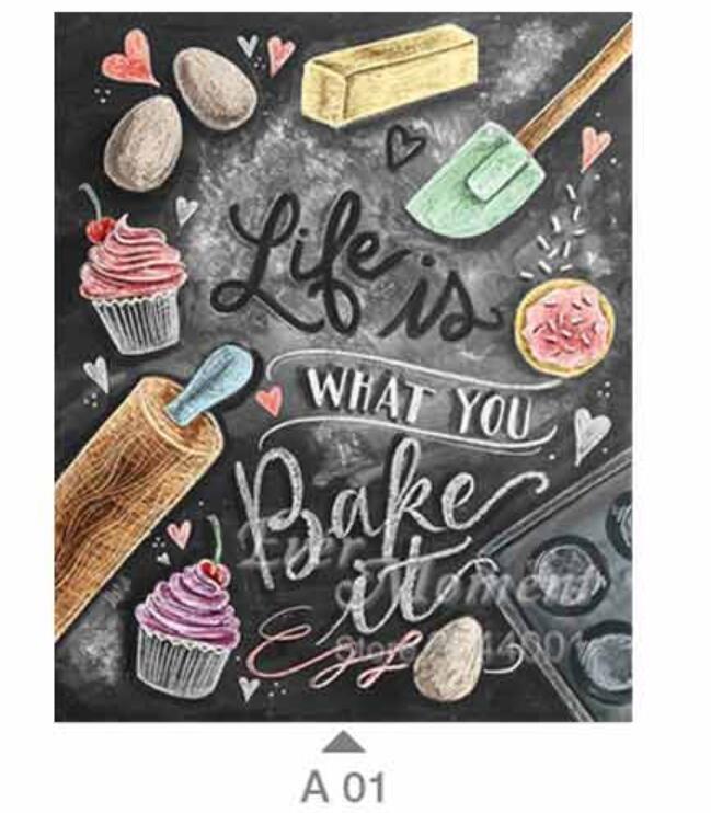 Life is What You Bake It Diamond Painting DIY Hobby Food Diamond Embroidery Picture Decoration for Restaurant Dining Room