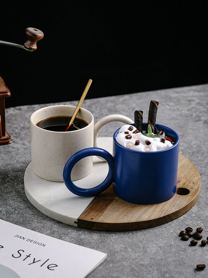 Big Ear Ceramic Cup With Spoon Office Coffee Home Milk Drinking Water