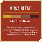Kona Blend Coffee - 100 K-Cup Compatible Single-Serve Pods - 10% Hawaiian - Recyclable through Terracycle - Compatible with Keurig Brewers