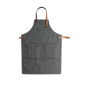 Cowhide Strap Denim Apron Coffee Shop Barber