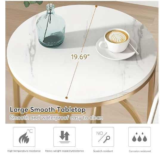 Modern Round End Table, 20" Side Table Coffee Table Cocktail Table With Unique O-Shaped Base, Midcentury Accent Table Nightstand For Living Room Bedroom
