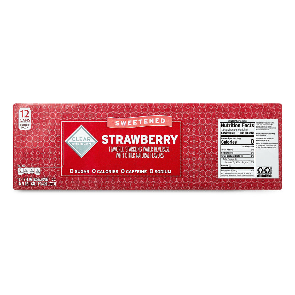 Strawberry Flavored Sparkling Water, 12 Fl Oz, 12-Pack