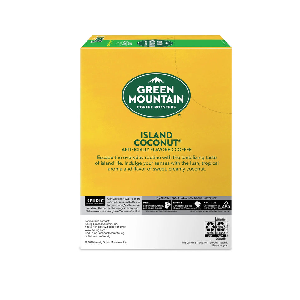 Green Mountain Coffee Island Coconut, K-Cup Pods, Light Roast, 24 Count for Keurig Brewers