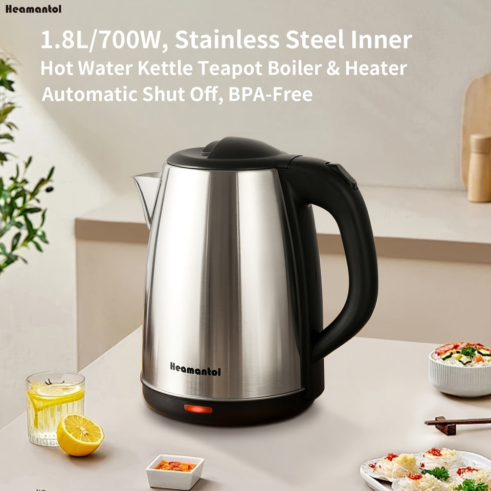 Electric Kettle, 1.8L Hot Water Boiler, Hot Water Kettle With Auto Shut-Off&Boil-Dry Protection, Stainless Steel Interior Electric Tea Kettle Pot, Teapot Boiler For Fast Boiling Coffee, Tea Maker, Drinks, Instant Water Heater