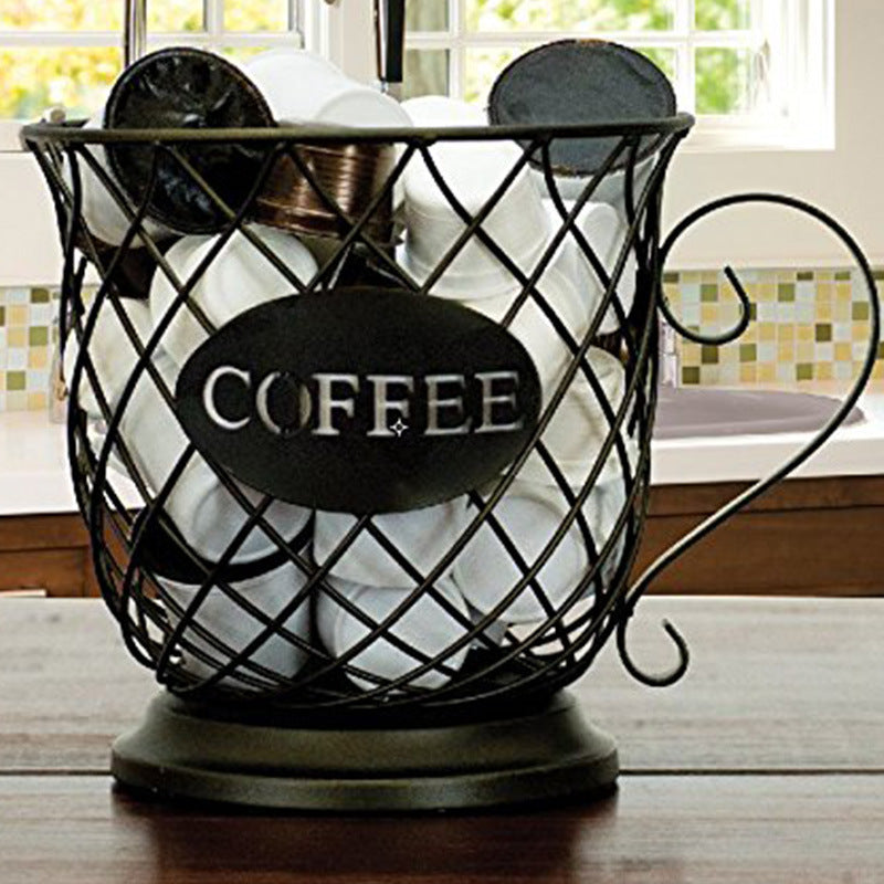 Coffee cup storage basket