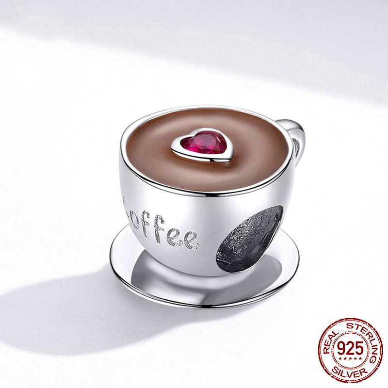 S925 coffee cup beaded