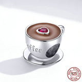S925 coffee cup beaded