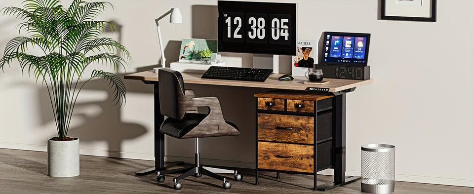 Bedside Table with 4 Drawers Small Storage Cabinet Suitable for Bedroom, Living Room, Coffee Table Side Table Retro Brown Bedside Table