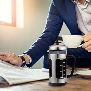 Easyworkz French Press  Coffee Tea Maker with Borosilicate Glass,Soft Grip Handle