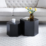 Modern Nesting Coffee Table Set, Round & Hexagonal Wooden Design, Perfect For Small Living Spaces, Two Circular Side Tables Or Stylish Hexagonal Side Tables