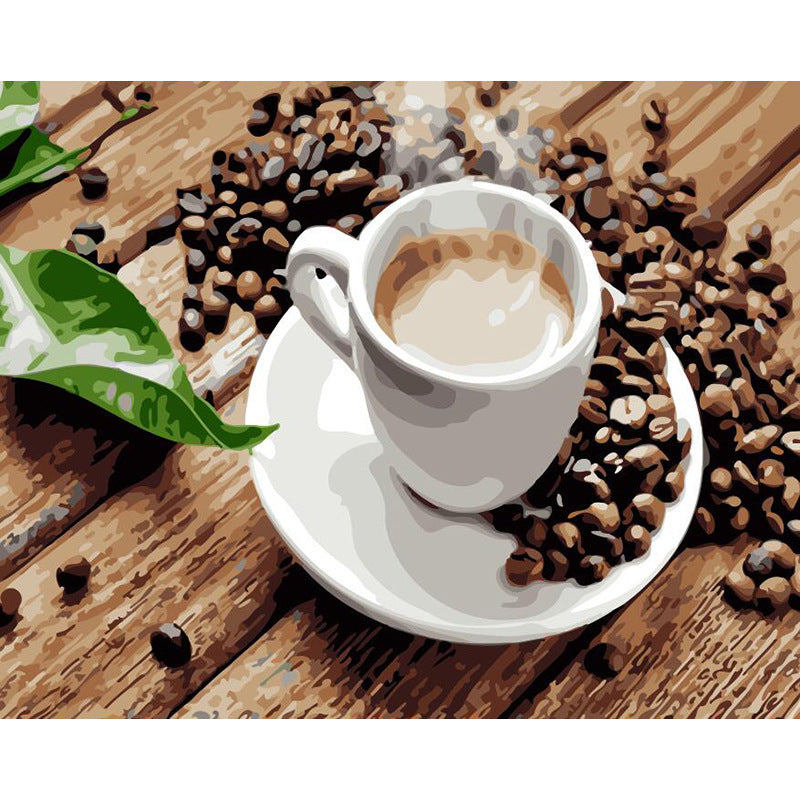 Frameless digital oil painting coffee design