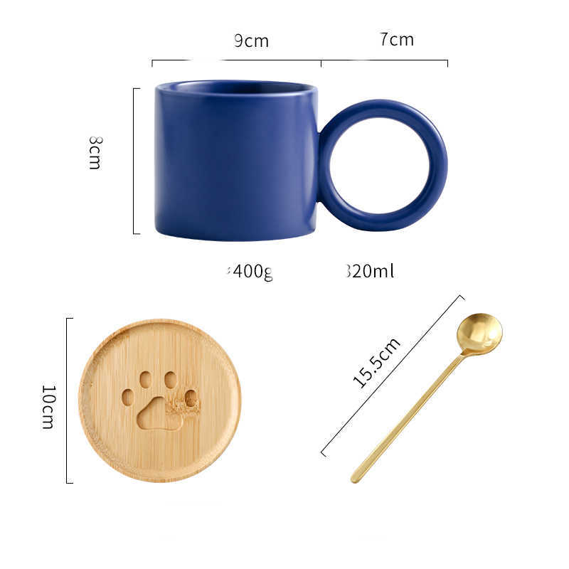 Big Ear Ceramic Cup With Spoon Office Coffee Home Milk Drinking Water