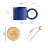 Big Ear Ceramic Cup With Spoon Office Coffee Home Milk Drinking Water