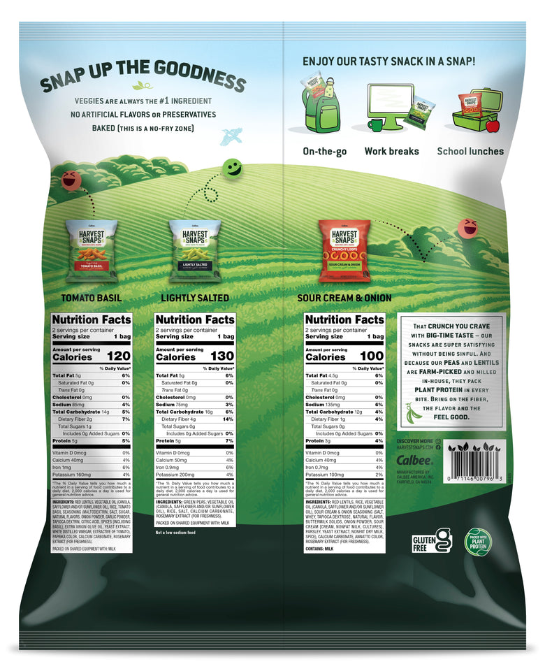 Variety Bag Baked Gluten Free Snacks, Veggie Crisps, 3 Flavors, 6 Bags, 5.3 Oz