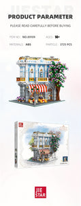 JIE-STAR 3725pcs Sakura Restaurant Street Scene Building Blocks Set - Creative Home Decor, Romantic Architectural Model Kit for Display