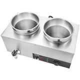 VEVOR Electric Soup Warmer, Dual 7.4QT Stainless Steel Round Pot Adjustable Temp, 1200W Commercial Bain Marie With Anti-dry Burn And Reset Button, Soup Station For Restaurant, Buffet, Silver
