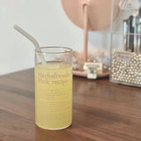 White Borosilicate Glass Simple Letter Coffee