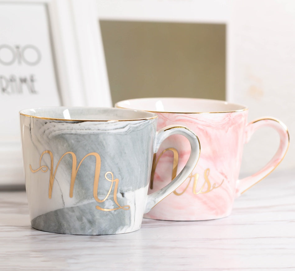 Coffee cup water glass Nordic marbled ceramic mug milk couple breakfast cup home female cup