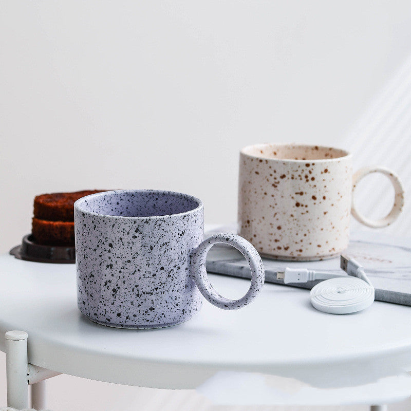 Simple Nordic Style Millstone Effect Ceramic Mug Home Office Large Capacity Coffee Cup Drinking Cup