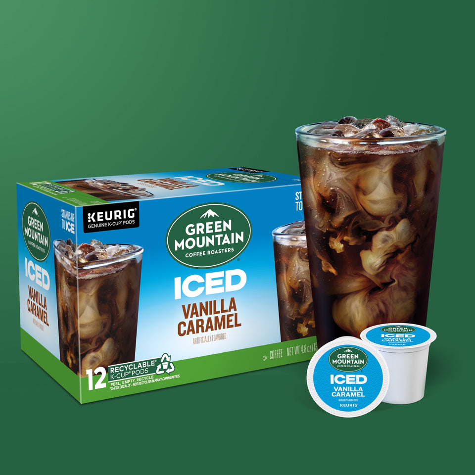 , ICED Vanilla Caramel Flavored Iced K-Cup Coffee Pods, 12 Count