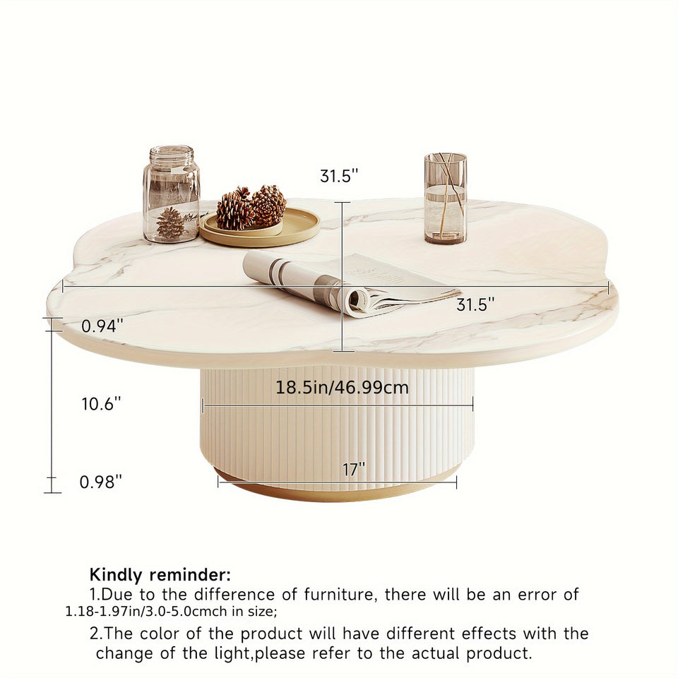 1pcs light luxury cream style cloudy rock slab coffee table, living room household irregular creative table (sent in two packages)