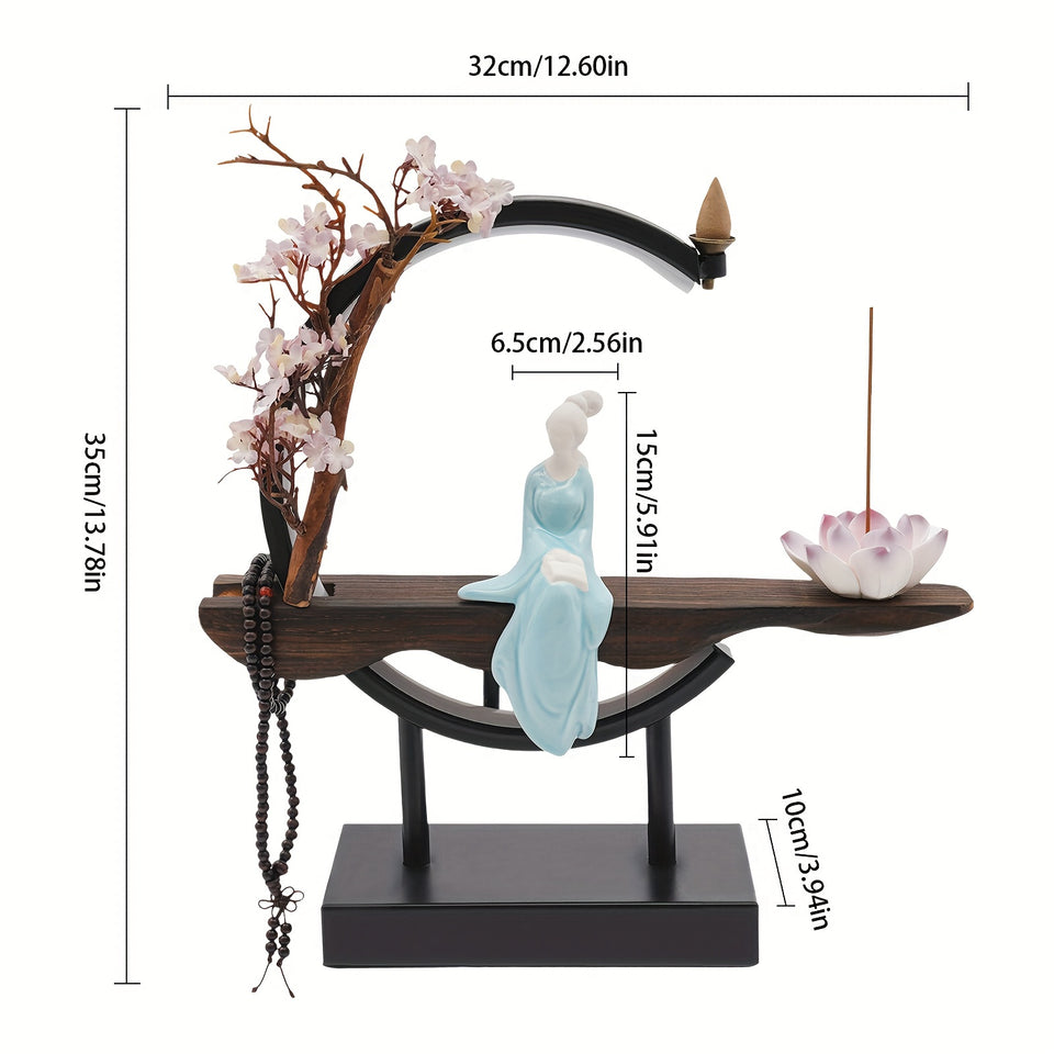 Back Flower Incense Burner Incense Cone Sticks Holder Home Decor Porcelain Suitable For Living Rooms Bedroom Dining Rooms Hotels Offices Tea Rooms Study Rooms As An Ornament