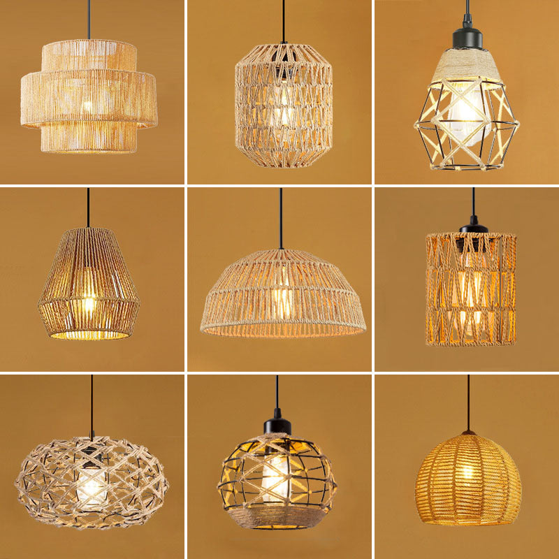 American-style Artificial Hemp Rope Hand-woven Ceiling Lamp B & B Pastoral Restaurant