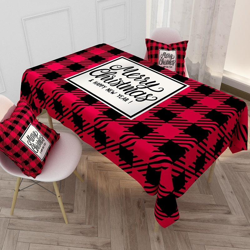 Nordic Red Christmas  Waterproof Cotton And Linen Coffee Table Tablecloth