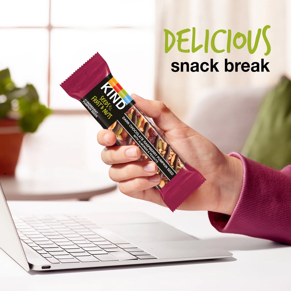 Seeds Fruit & Nuts Snack Bar, Dark Chocolate Raspberry Pumpkin Seed, Gluten Free, 6 Count Box ( 3 Box )