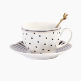 European Style Striped Dot Ceramic Coffee Cup And Saucer Set Home Afternoon Tea