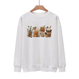 New Coffee Pumpkin Halloween Street Spring Autumn And Winter Round Neck Loose Casual Pullover