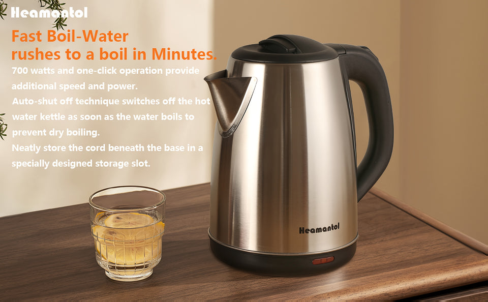 Electric Kettle, 1.8L Hot Water Boiler, Hot Water Kettle With Auto Shut-Off&Boil-Dry Protection, Stainless Steel Interior Electric Tea Kettle Pot, Teapot Boiler For Fast Boiling Coffee, Tea Maker, Drinks, Instant Water Heater