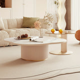 1pcs light luxury cream style cloudy rock slab coffee table, living room household irregular creative table (sent in two packages)