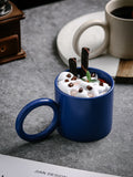 Big Ear Ceramic Cup With Spoon Office Coffee Home Milk Drinking Water