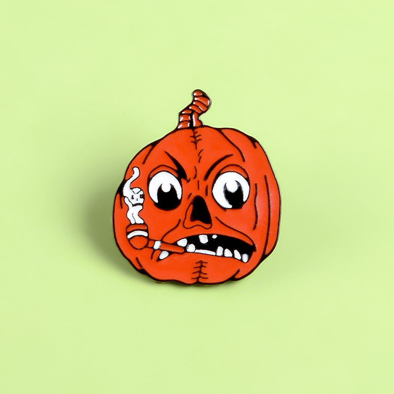 Happy Halloween Enamel Pin Custom Coffee Moon Ghost Pumpkin