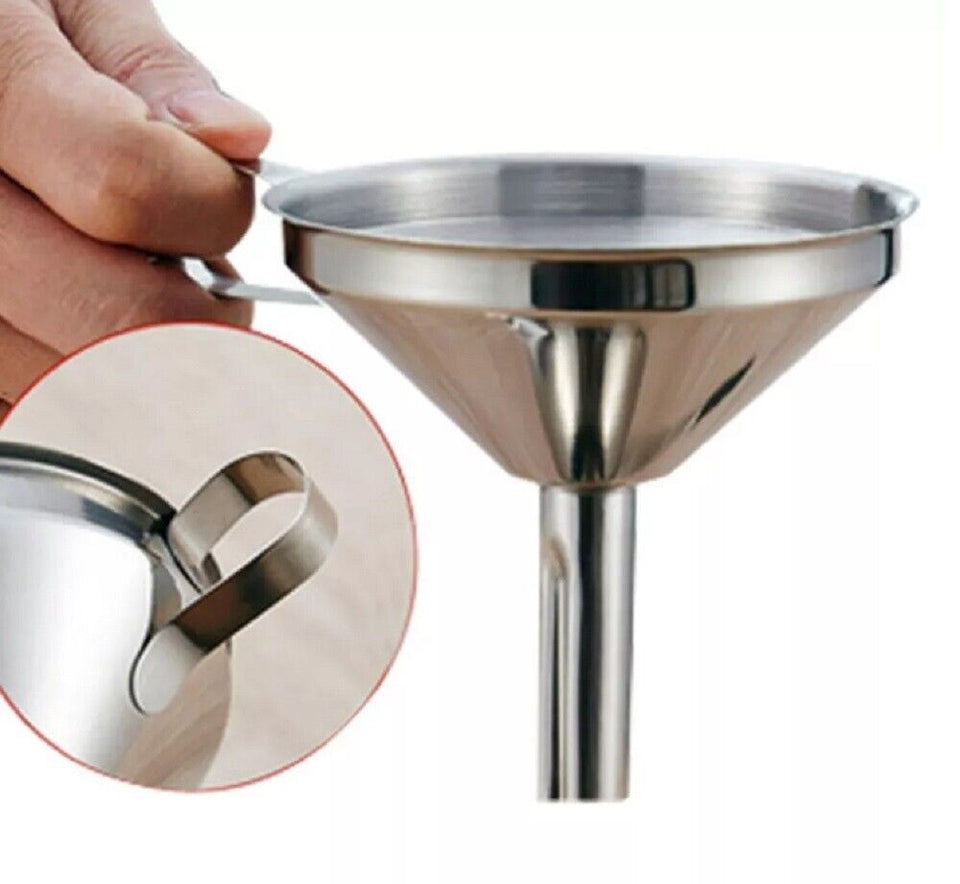 3 Stainless Steel Kitchen Funnel Set with 2 Brushes – Food Grade No-Spill Design