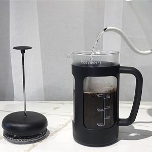 Easyworkz French Press  Coffee Tea Maker with Borosilicate Glass,Soft Grip Handle