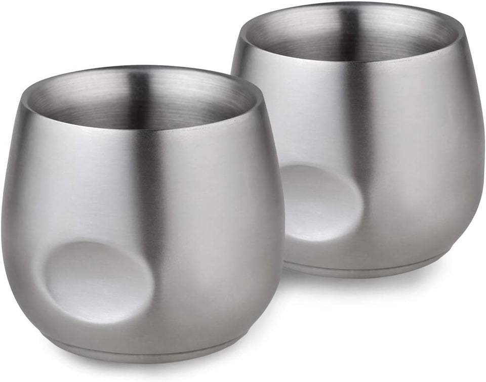 Stainless Steel Espresso Cups 2 Pcs Set, Double Wall Insulated Unbreakable Small Cup for Outdoor Events Picnics Party, Black 5 OZ