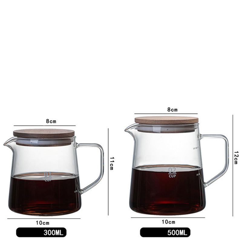 Share Home Acacia Wood Lid High Borosilicate Glass Coffee Pot